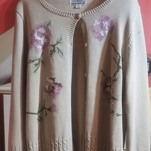 Traditions country collection floral button down cardigan